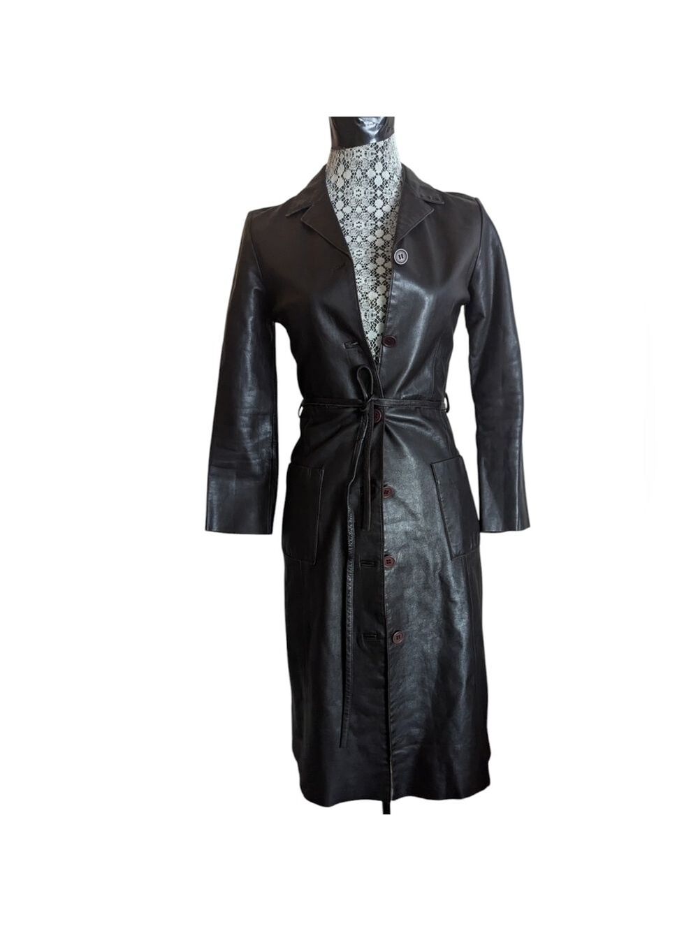 IZZUE Long Leather Jacket